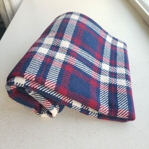 1960s 1970s Vintage 1 Yrd x 50" Soft Wool Navy Red Plaid Pattern Fabric #91
